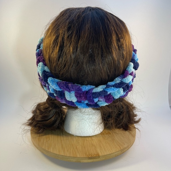 Handmade Kid’s Super Soft & Cozy Winter Headband/Ear Wrap - Purple & Blue - Picture 6 of 9